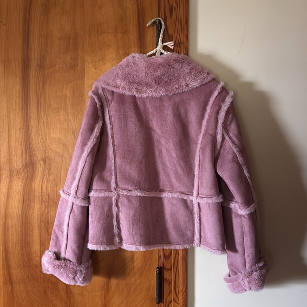 Pink Fuzzy faux suede jacket - Picture 2 of 2